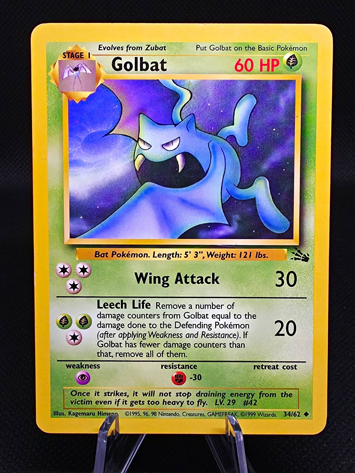 Golbat 34/62 Uncommon Vintage WoTC | Pokemon TCG Fossil Unlimited LP