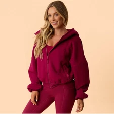 Blogilates Marshmallow Full Zip Hooded Sweatshirt Hoodie Target Burgundy Med