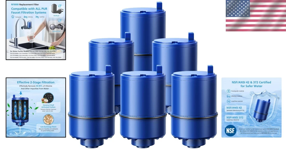 6-Pack RF9999 Faucet Filter Replacement - NSF Certified, 18- Durable Mineral ... - Image 2 of 4