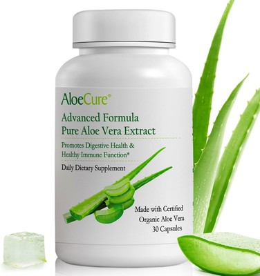AloeCure Organic Aloe Vera Capsules, 130,000mg Inner 1 Bottle (30 Capsules) 