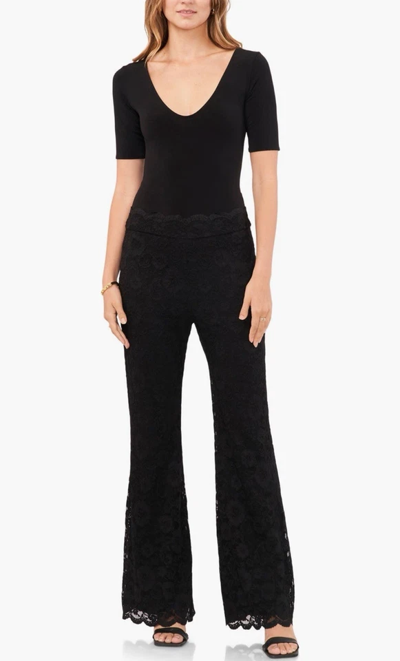 🔥 $99 Pantalones acampanados Vince Camuto dobladillo vieira encaje talla M 🔥 Foto 4 de 4