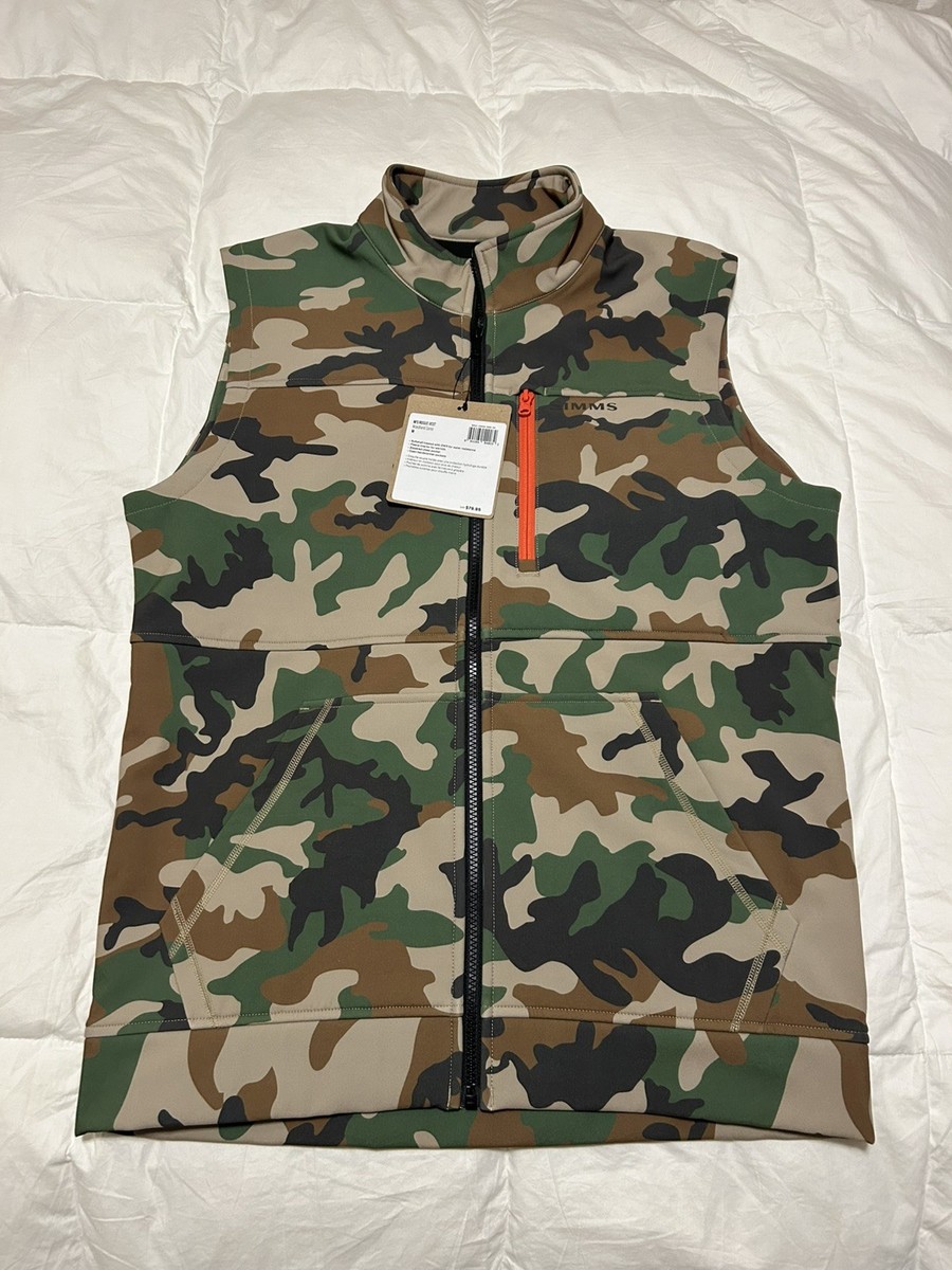 オーダー用 Simms Rogue Fishing Full Zip Vest Mens Medium Softshell Woodland