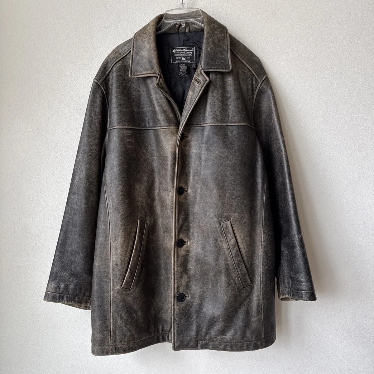 ジャケット・アウター 90s xs Eddie Bauer real leather car coat Eddie Bauer Leather Outer Shell Brown Coats, Jackets & Vests for