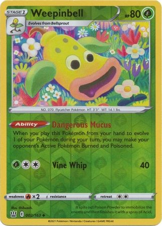 WEEPINBELL 002/163 BATTLE STYLES POKEMON (REVERSE HOLO, NM)