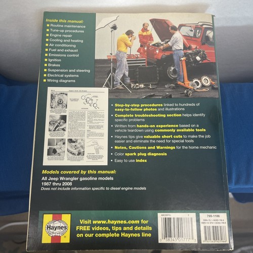 Jeep Wrangler 1987 thru 2008 Haynes Repair Manual (6N27 -50030) - Bild 2 von 3