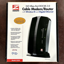 Zoom 343 Mbps 8x4 DOCSIS 3.0 Cable Modem Router, Wireless-N, Gigabit, model 5354