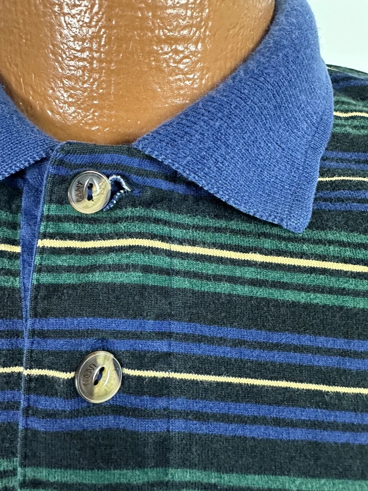 Camisa Polo Vintage Años 90 Hombres Grande Negra Rayas Bolsillo Manga Corta Algodón GANT Foto 4 de 4
