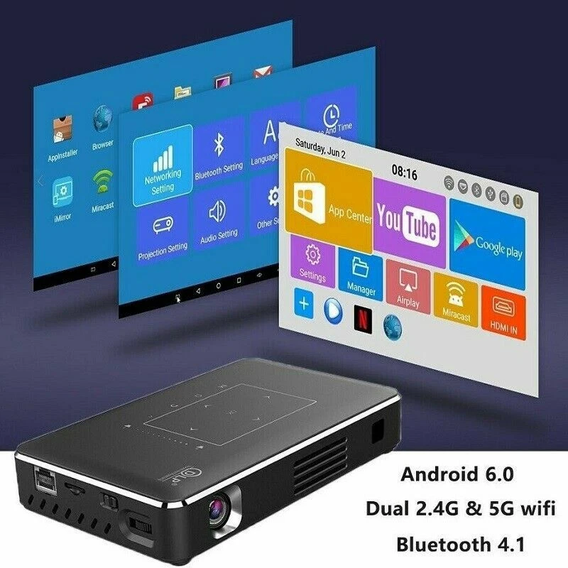 Newest DLP P10 Wifi Mini projector 4K HDMI USB Bluetooth android 6.0 2.4G/5G - Image 3 of 4