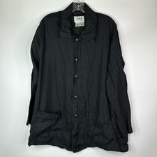 Vintage Flax Black Linen Button Down Lagenlook Shaket Jacket Small
