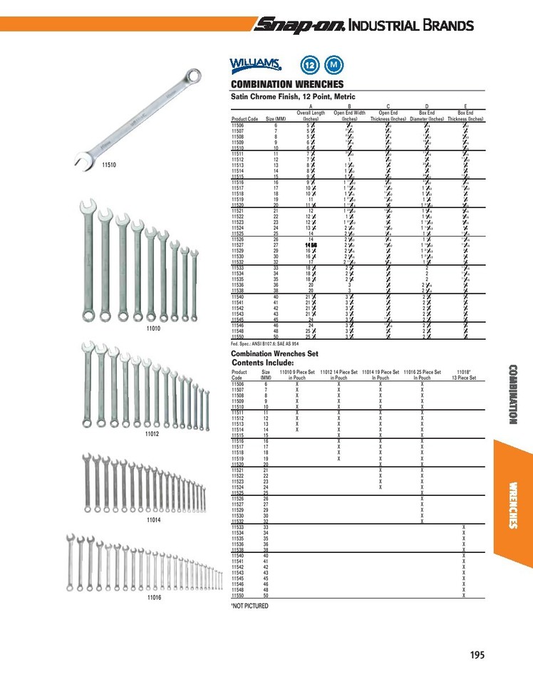 Clé Combinée Williams Jumbo 1-7/8 Pouces – 12 Points – Finition Satinée – USA
