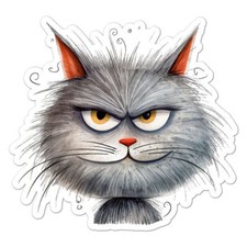 Funny Grey Cat Sticker Decal