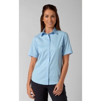 Damen Arbeitshemd - Vortex Katy Kurzarm Bluse himmelblau, flieder [GF48]