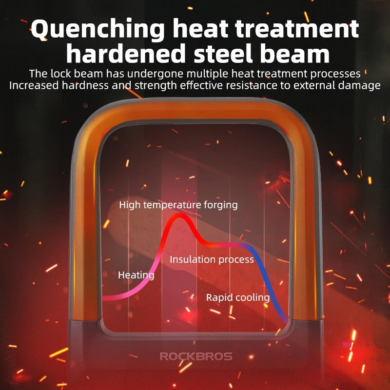 ROCKBROS Bike U Lock Heavy Duty Silicone Steel Anti-theft Anti-Hydraulic Lock - Image 3 of 4