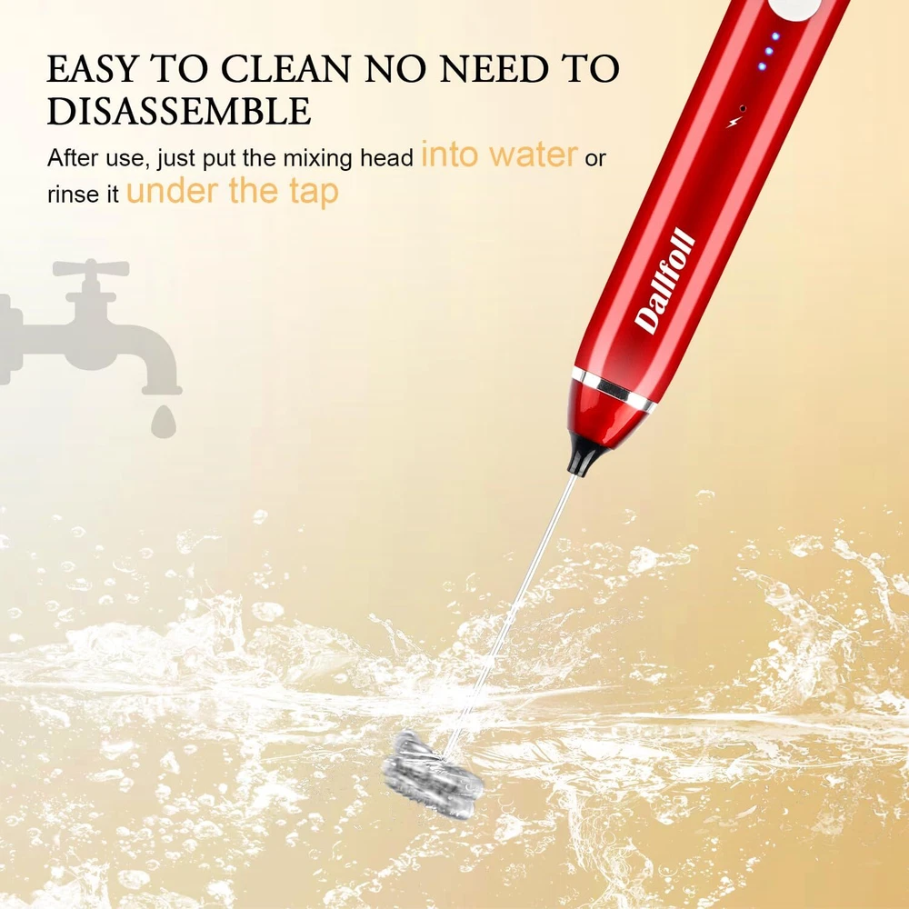 Milk Frother Handheld, USB Rechargeable Electric Foam Maker for Coffee, 3 Spe...