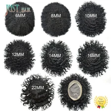 Afro Curly Mens Toupee Hairpiece Fine Mono Lace Kinky Curly Human Hair PU system