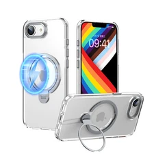 For Apple iPhone 16E 6.1" 2025 Frosted Mag Safe Case with Rotatable Ring Holder