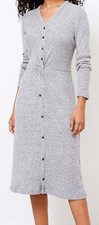 Ann Taylor LOFT Knotted Button Midi Dress Size Medium Regular Pepper Melange