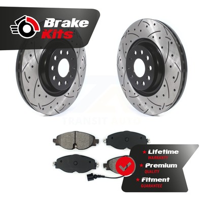 Front Drill Slot Brake Rotor Semi-Metallic Pad Kit For 2015-2015 Volkswagen Golf