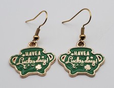 St Patricks Lucky Day Pot fishhook earrings