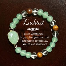 1pc/Green Aventurine and Tiger Eye Natural Stone Handmade Beaded Bracelet for Un