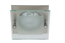 Image of Ceiling Light Square Satin Brushed Drop Glass GU10 Downlight Spot 240v Lighting