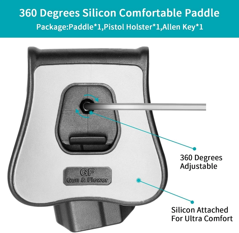 OWB Handgun Holster for Glock 19 19x 32 45 Gen 1-5 & G23 Gen 1-4 Paddle Belt RH - Image 3 of 4