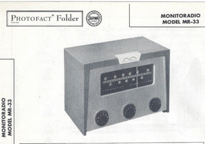 1957 MONITORADIO MR-33 FM Radio RECEIVER Photofact MANUAL Tube Vintage MR33