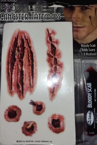 Stitches bullet hole Worms 20s Gangster Scars 3 Bloody scratches Kit Set of 2 - Picture 3 of 4