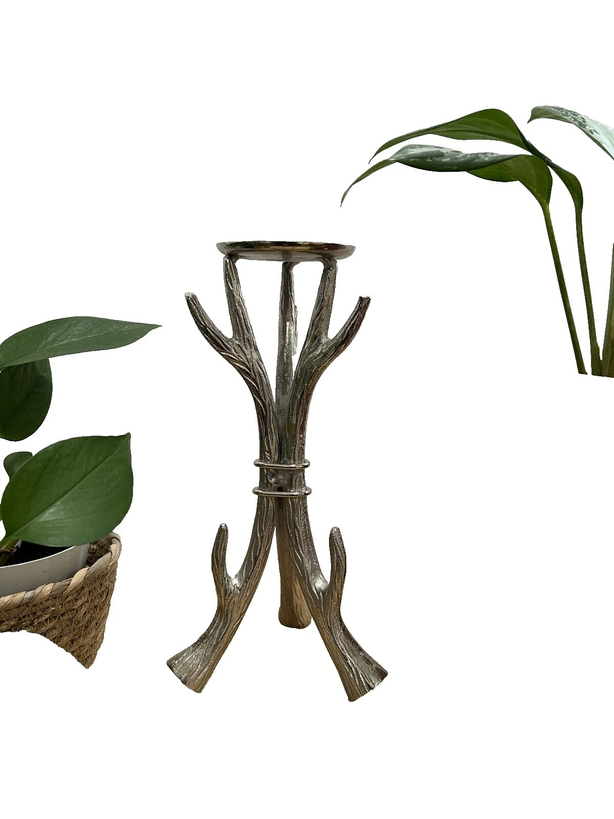 Art Nouveau Metal Vela Candelabros