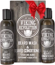 Viking Revolution Beard Care Set with Argan & Jojoba Oils - Softens, Smooths & N