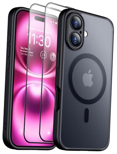 Designed for iPhone 16 Case, Magnetic Translucent iPhone 16 6.1'' Black
