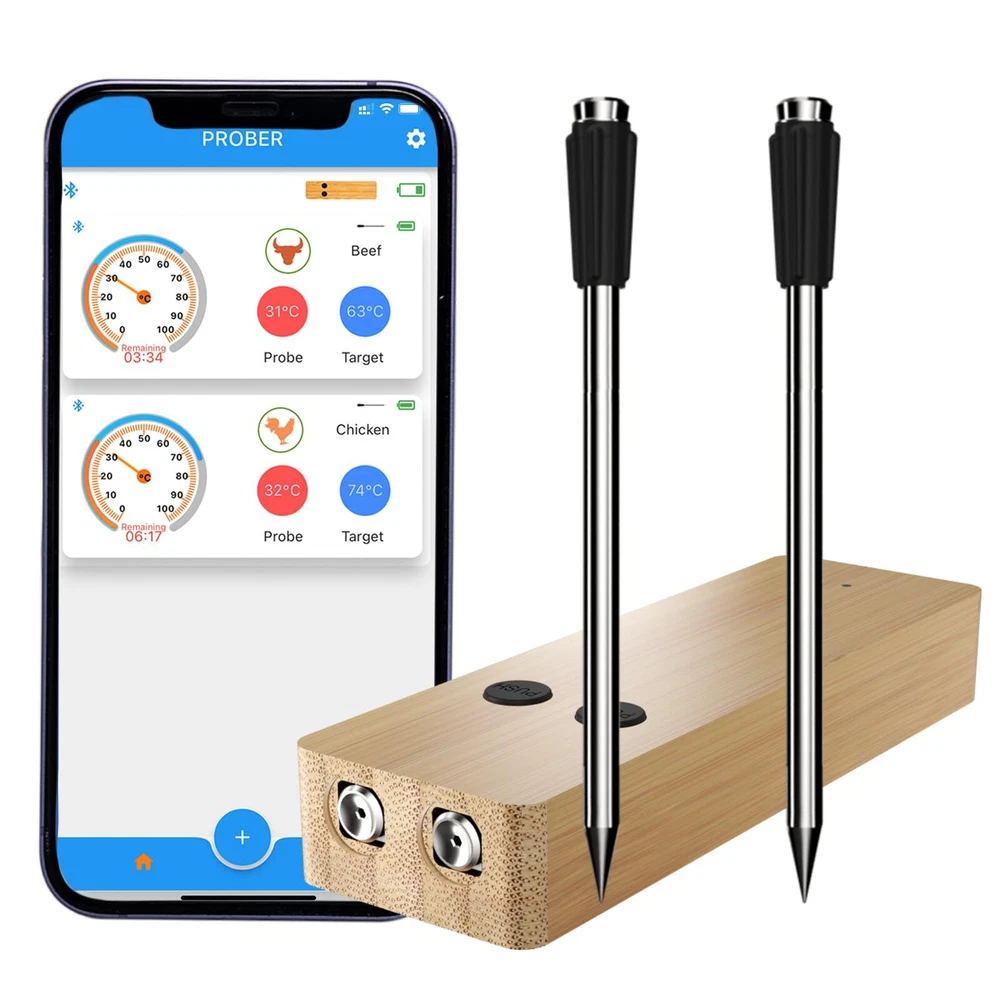 Wireless Meat Thermometer with 2 Thinner Probes for Grilling and Smoking, Sma...