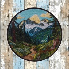 Mountain Sunset Patch Iron-on Applique Decorative Nature Badge Lake Forest