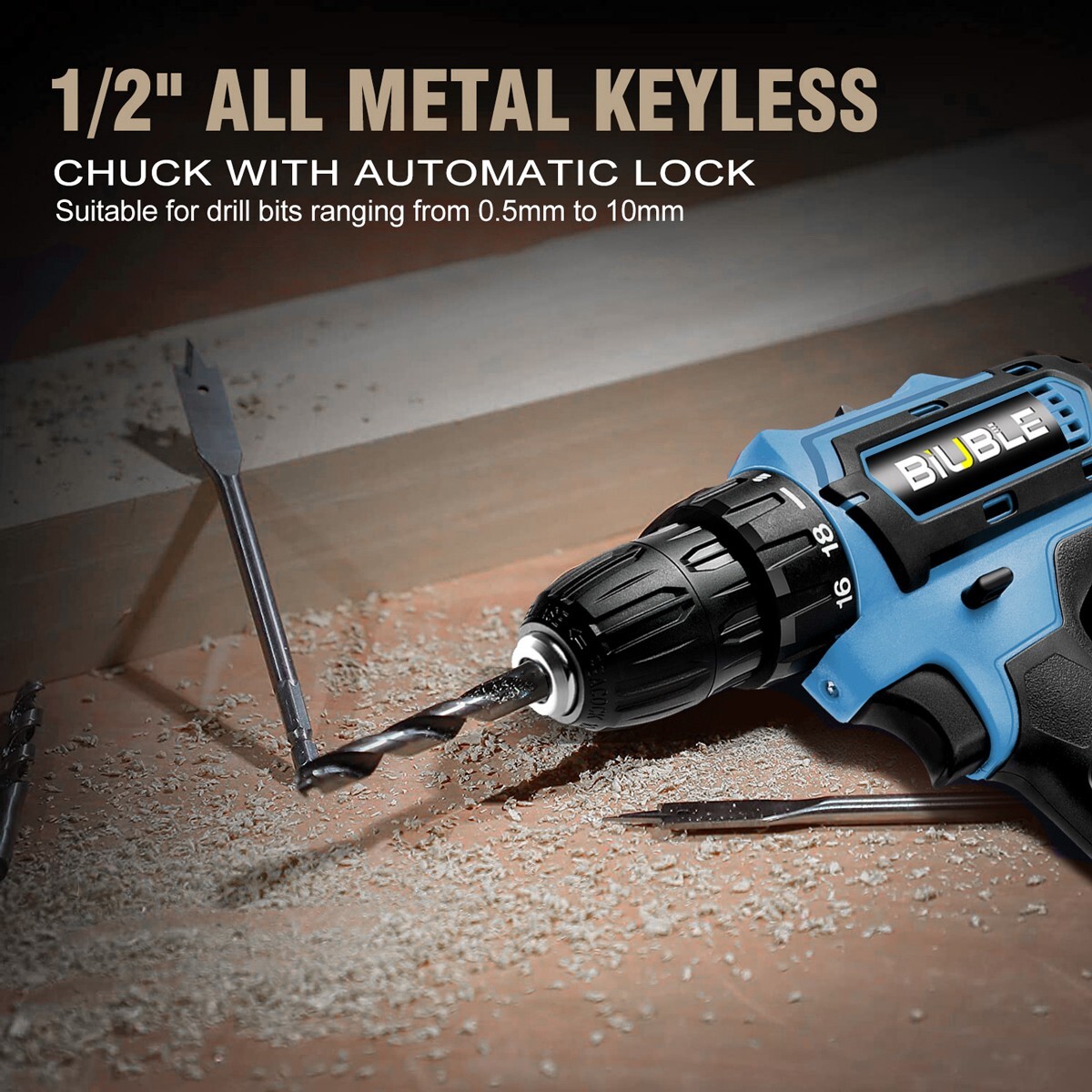 Battery 21V Cordless Drill Combi Driver High Power Electric