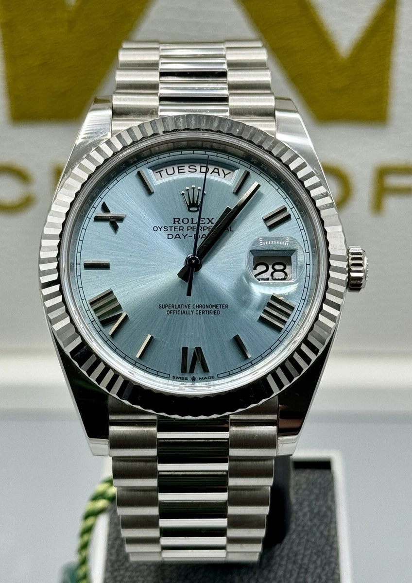 Rolex Day Date 40 228236 Ice Blue Roman Numeral Dial Platinum