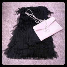 New Ann Taylor gauzy fringe Dressy Little Black Dress size 6 party show stopper