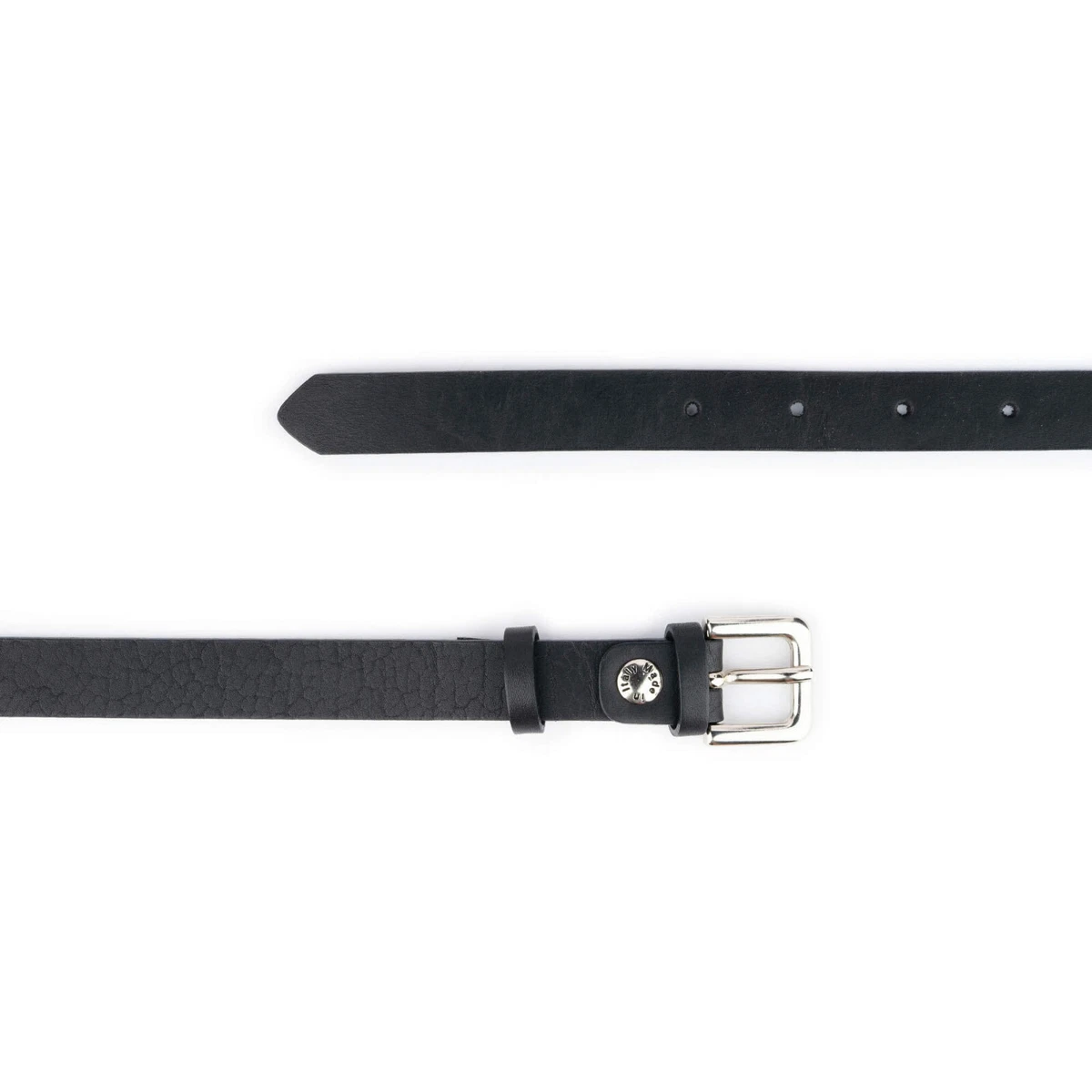 Thin black belt with silver buckle sale