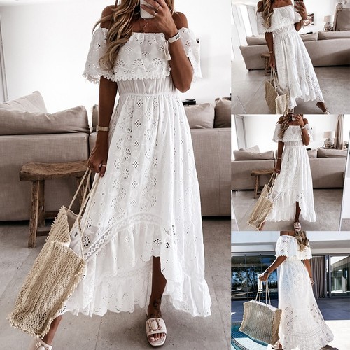 Stylish and Elegant Women's Off the Shoulder Maxi Dress Beach Cover ups
