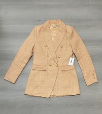  375 JASON WU Tweed Double-Breasted Gold Button Blazer Jacket S Orange Peach