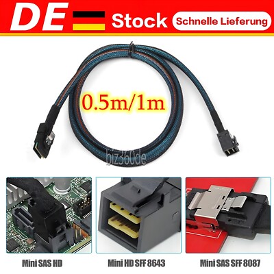 12G Mini SAS HD SFF-8643 to SFF-8087 kabel SAS Controller zu Backplane 0.5m/1m