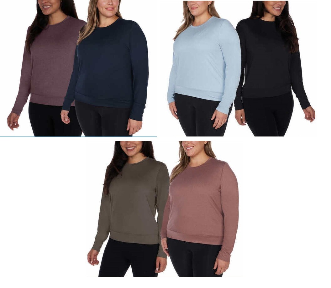 シャツ Lukka Lux 2-PACK Ladies Long Sleeve T-Shirt Wicking Relaxed