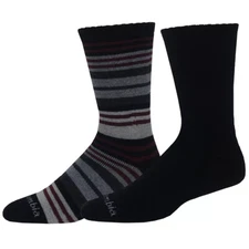 Columbia Socks 2-Pk Wool Blend Crew Boot Mi-Chaussettes Black Stripe Men's 6-12