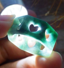 Video Certified Green Burma A JADE Jadeite RING Love Heart NO.8    112515