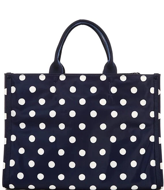 Borsa a pois nuova con etichette $258 Kate Spade XLarge PXR00463 Rich Navy Multi blu bianco