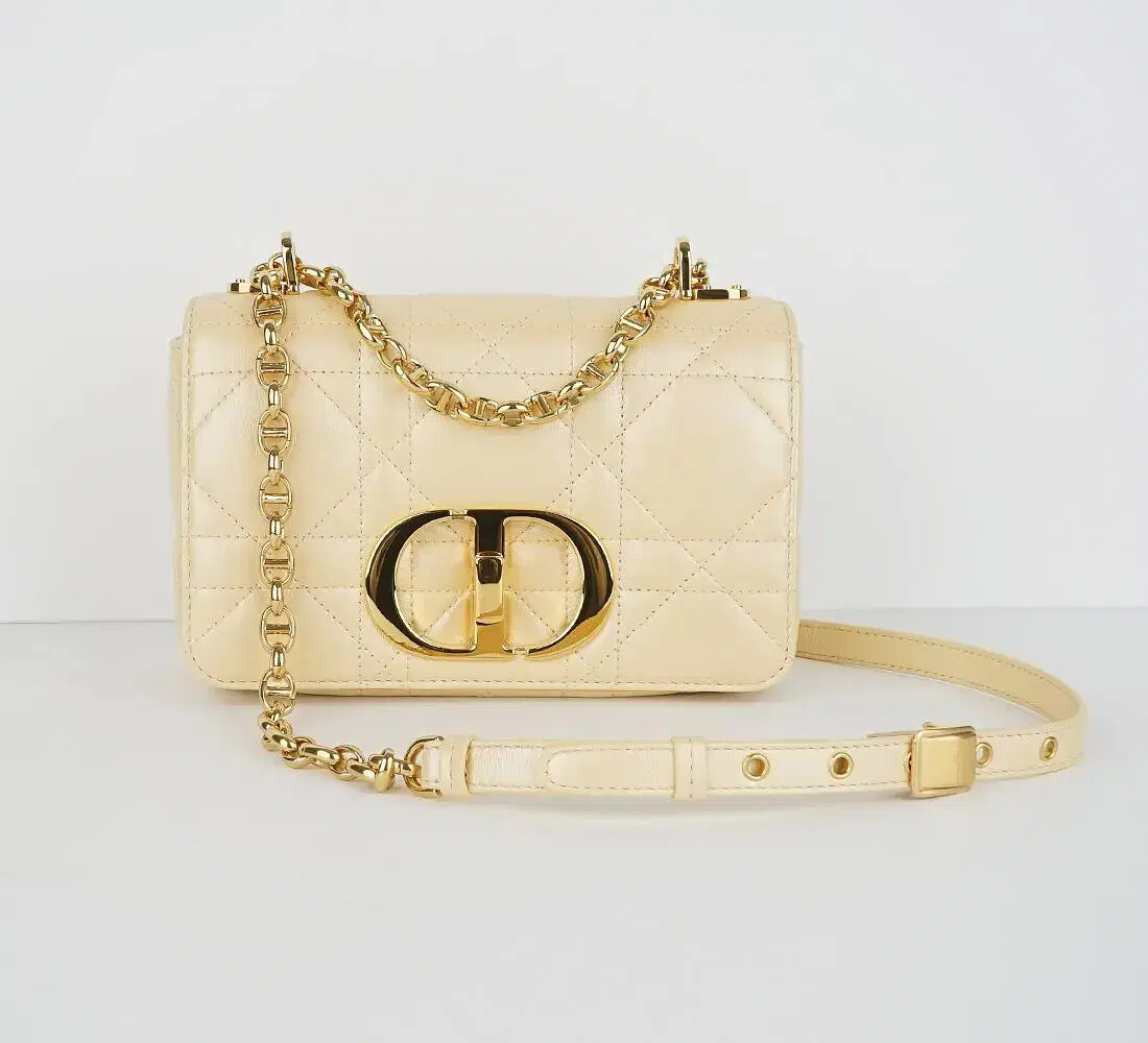 Dior Caro Small Bag Pastel Yellow Pearl M9241UNJM