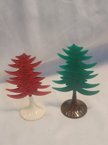 O/S Plasticville Translucent Red Evergreen Tree RARE