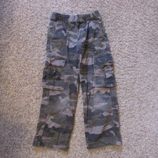 1989 Place 7 Elastic Waist Pull On Camo Cargo Pants Inside Waist Adjust Band