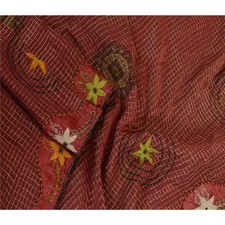 Sanskriti Vintage Dupatta Long Stole Pure Cotton Red Hand Beaded Woven Scarves
