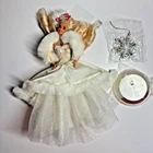Vtg 1989 Happy Holidays Christmas Barbie  w/ Ornament & Base