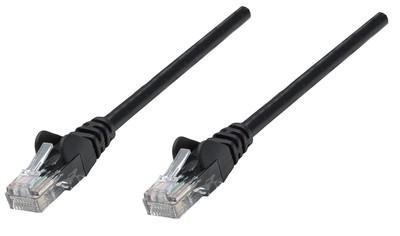 Intellinet Network Patch Cable, Cat6, 0.25m, Black, CCA, U/UTP, PVC, RJ45, Gold 